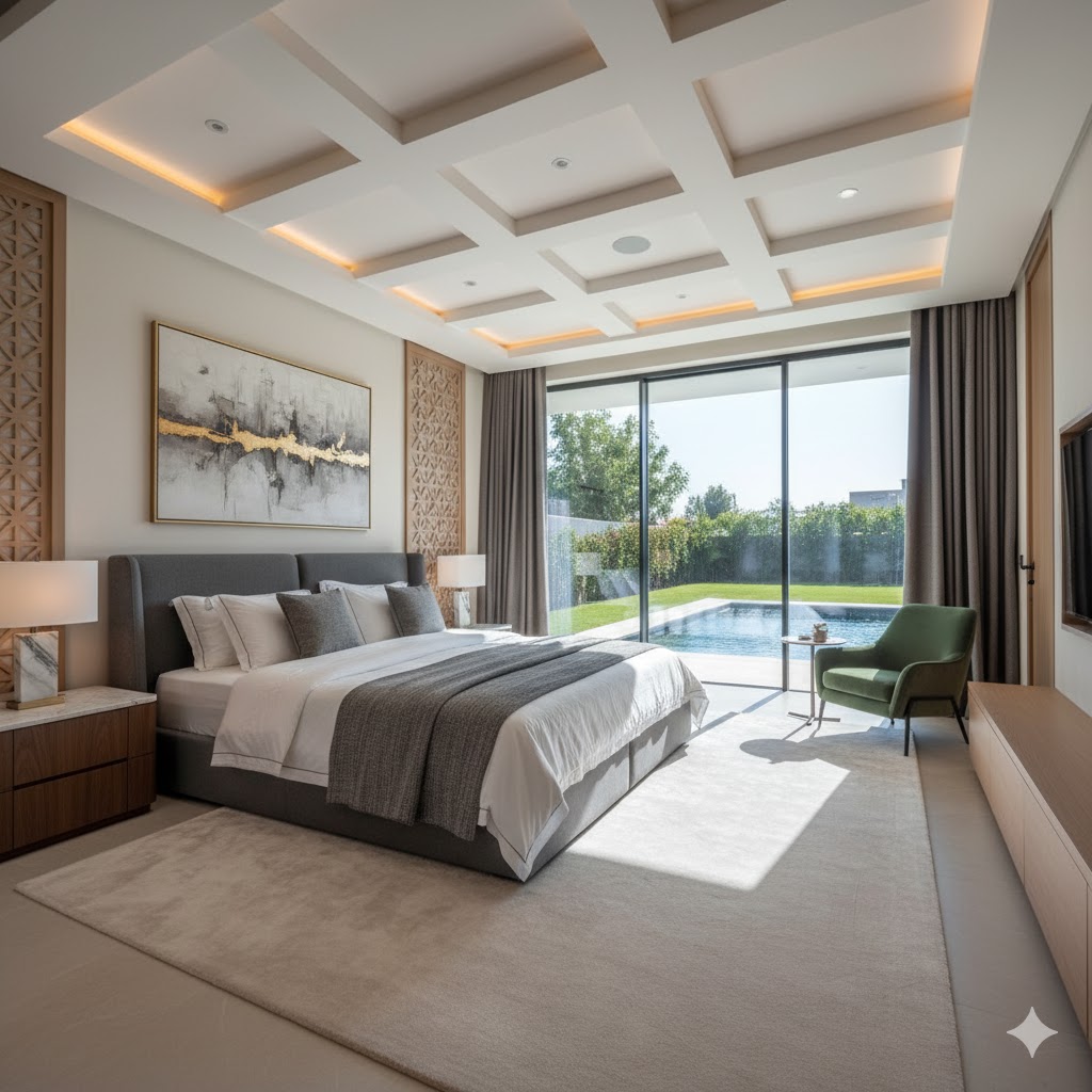 غرفة نوم رئيسية بتشطيب فاخر